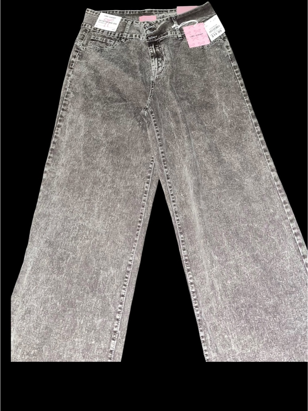 Women's Gray Acid-Wash Wide Leg Jeans